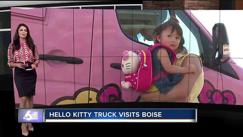 Hello Kitty enthusiasts wait in long lines for special edition truck