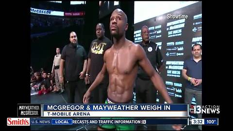 Official weigh-in for Mayweather vs. McGregor