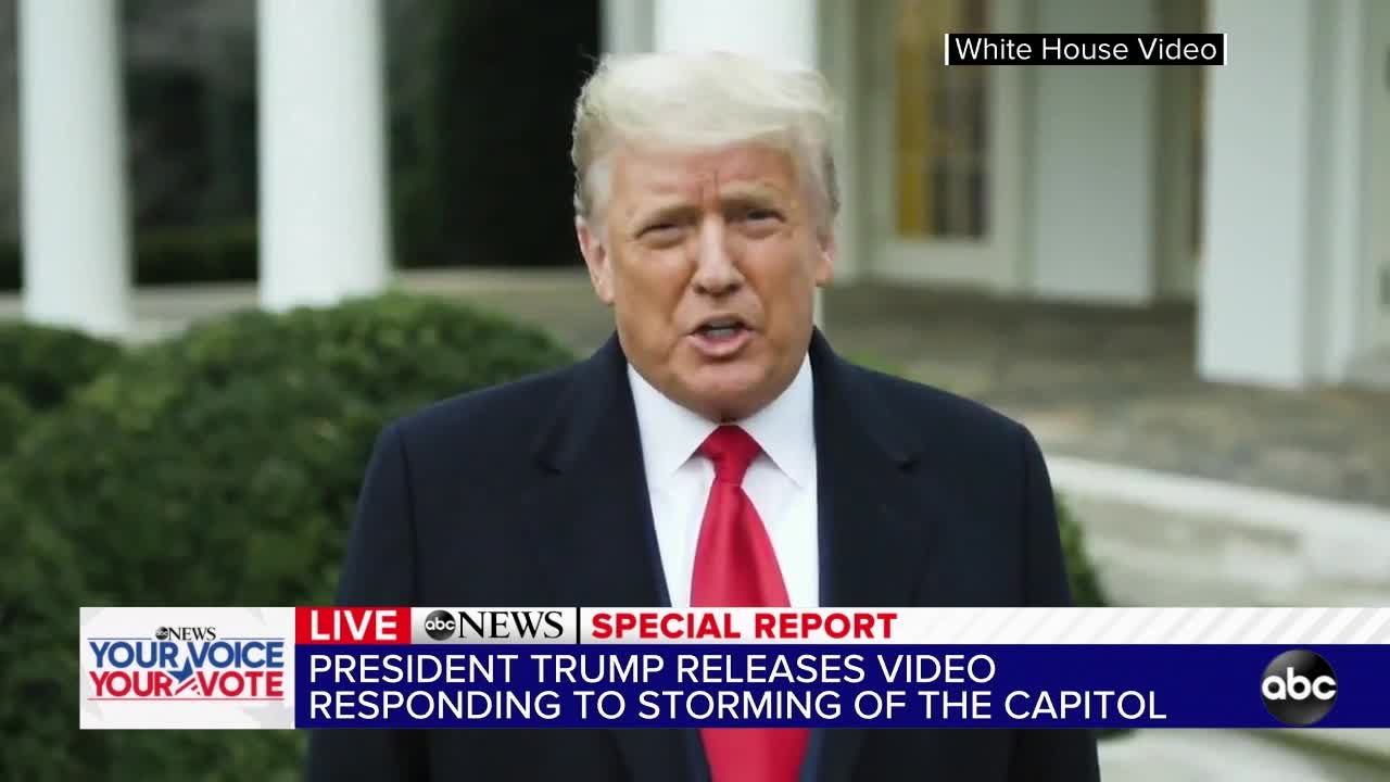 President Trump releases video responding to storming of the Capitol