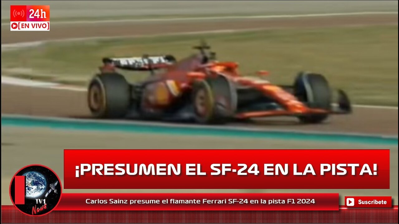 Carlos Sainz presume el flamante Ferrari SF 24 en la pista F1 2024