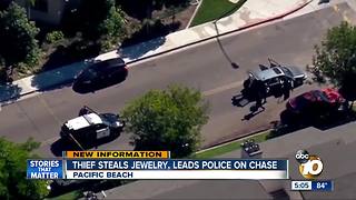 Thief steals jewelry, leads police on chase