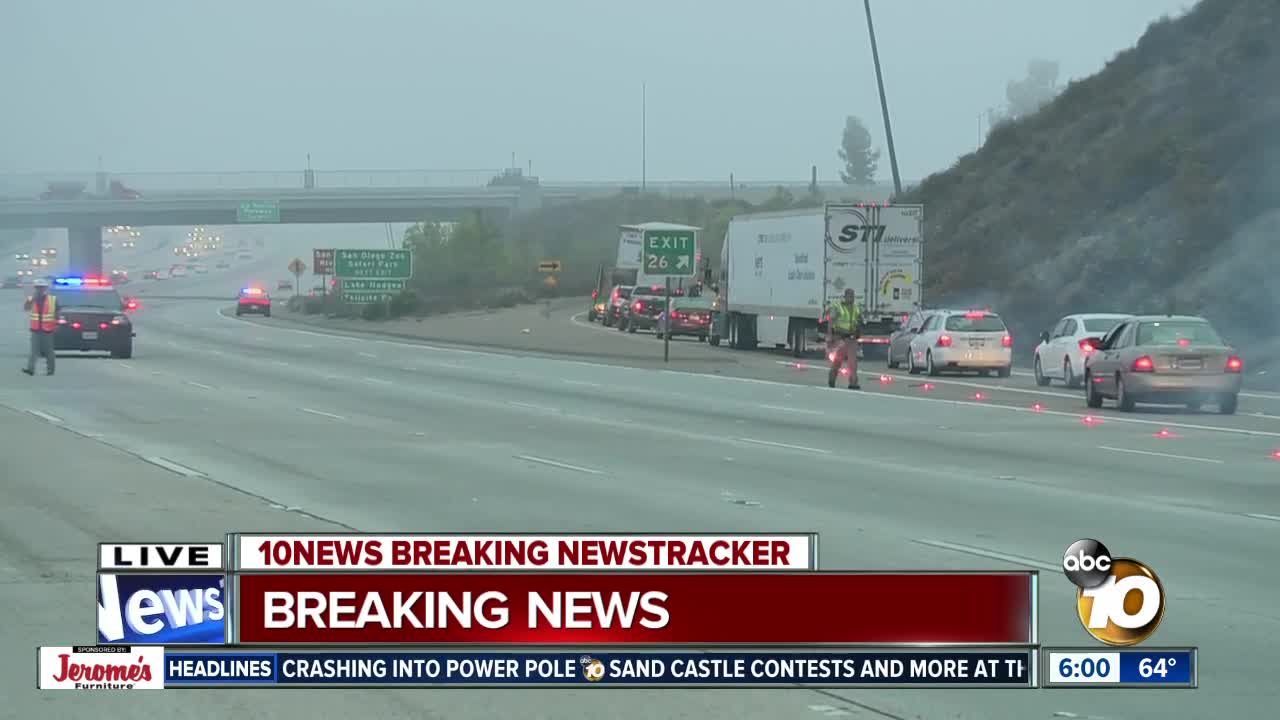 Fatal collision shuts down I-15 in Rancho Bernardo area