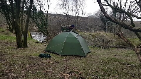 removing the lid off the Naturehike Cloud peak 2 tent. Dartmoor 26th March 2023
