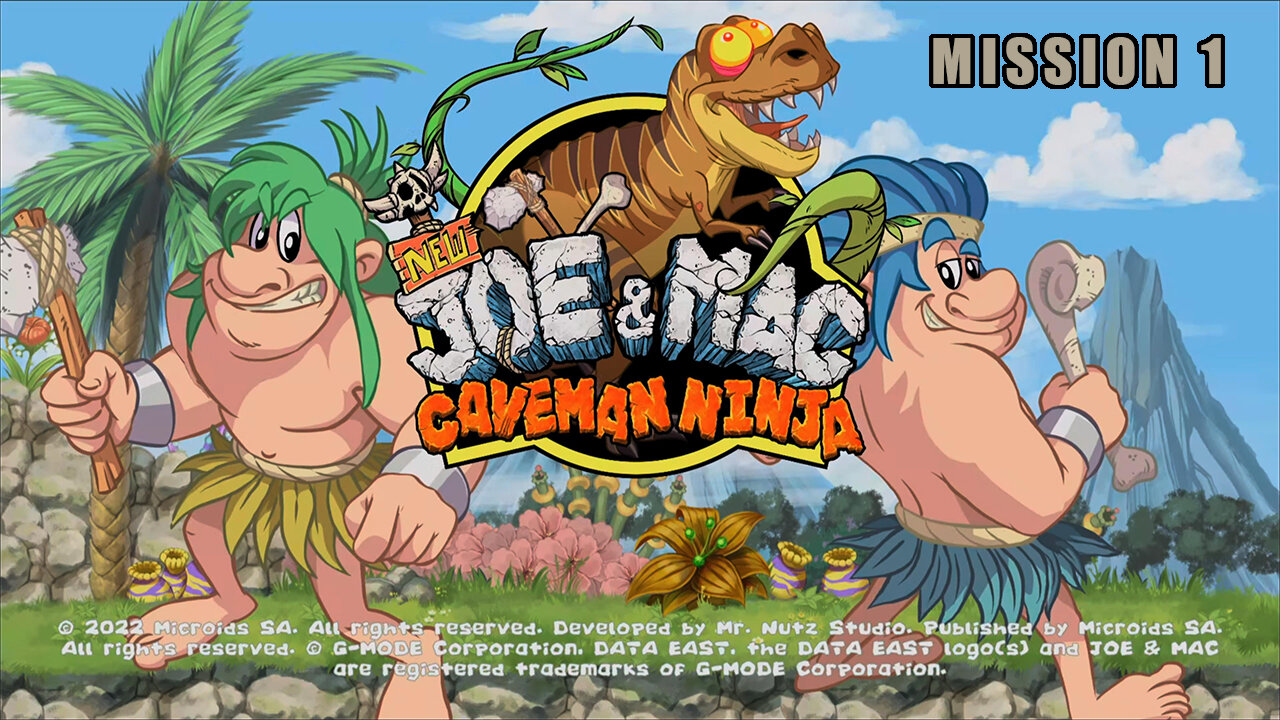 New JOE & MAC Caveman Ninja - Mission 1 Feat: Sleepy T-Rex (Boss) Classic Modes: Extend (2022, PS5)