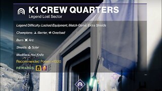 Destiny 2 Legend Lost Sector: The Moon - K1 Crew Quarters 11-4-21