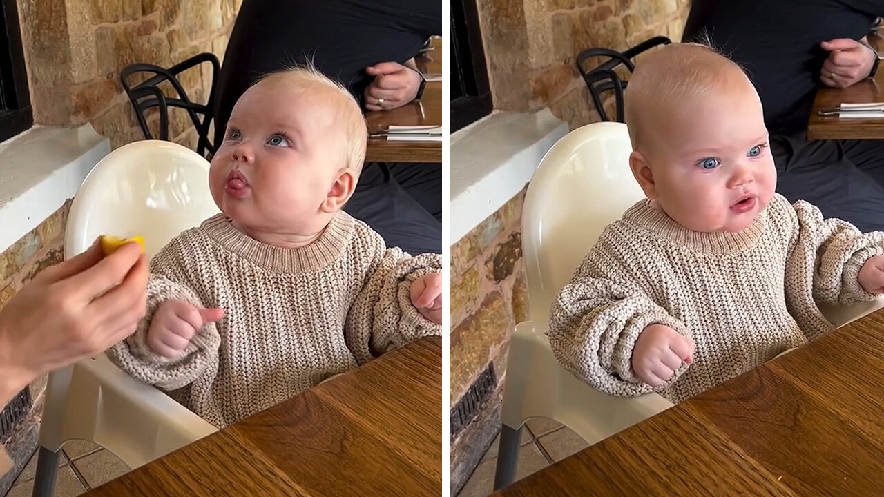 Adorable Baby Makes A Funny Dance After Tasting A Lemon