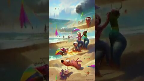 A Fun Day at the Beach - art - #shorts #animation #art #anime #painting