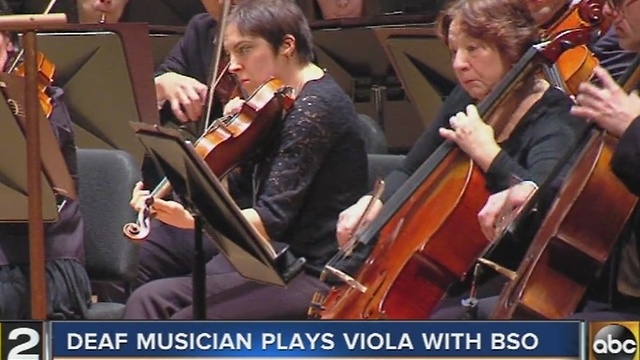 Deaf musician plays viola with Baltimore Symphony Orchestra