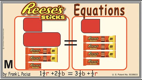 VISUAL REESES STICKS 1.5r+2.5b=3.5b+0.5r EQUATION _ SOLVING EQUATIONS _ SOLVING WORD PROBLEMS