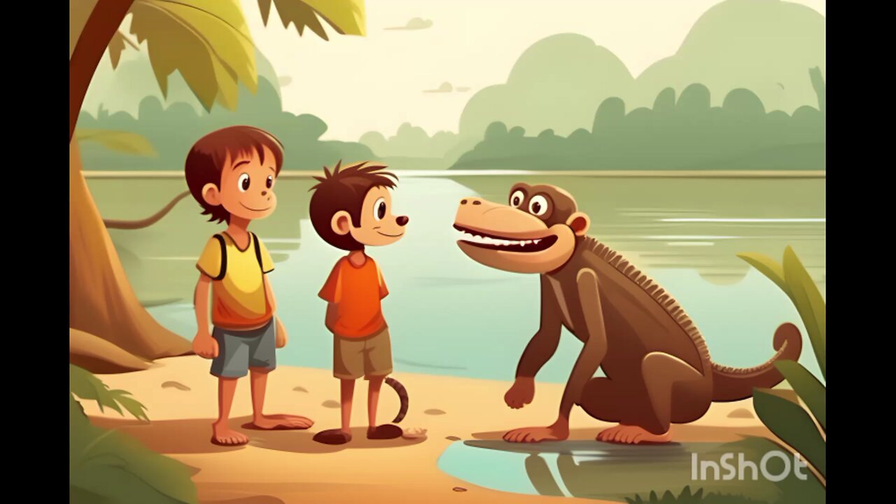 Boy, Monkey and Crocodile Story