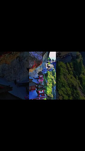 China 🇨🇳 Temple complex built on a rock near the sacred mountain Hengshan...