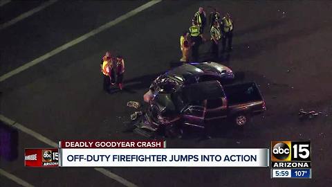 Off-duty firefighter jumps into action after deadly Goodyear crash