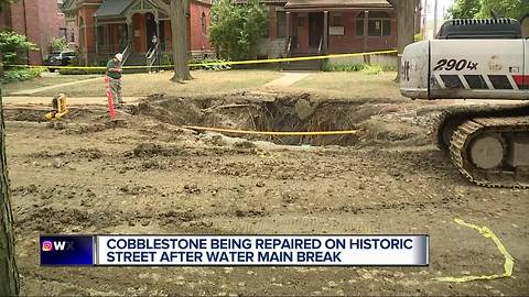 Crews work to repair historic Canfield Street in Detroit after water main break