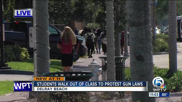 Atlantic High School students in Delray Beach walk out to protest gun violence