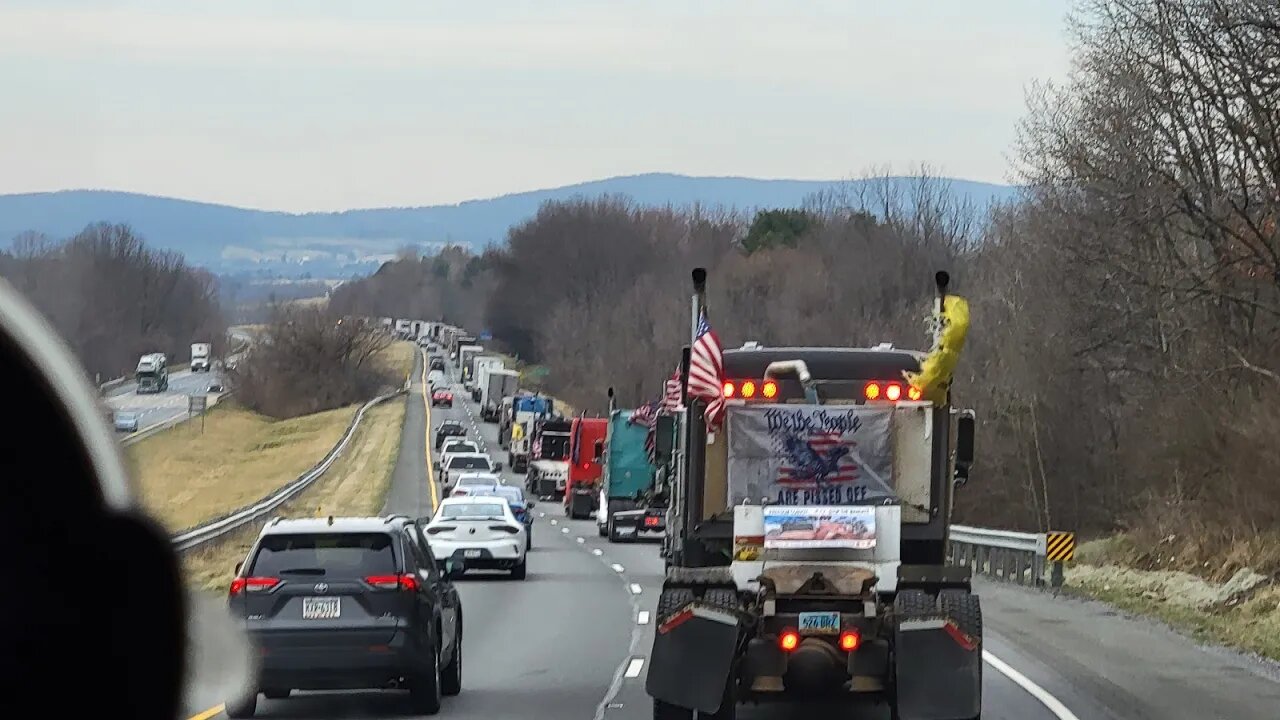 1 of 2 Peoples Convoy Rollin Out of speedway 3-11-2022 Trucker Convoy Freedom Convoy