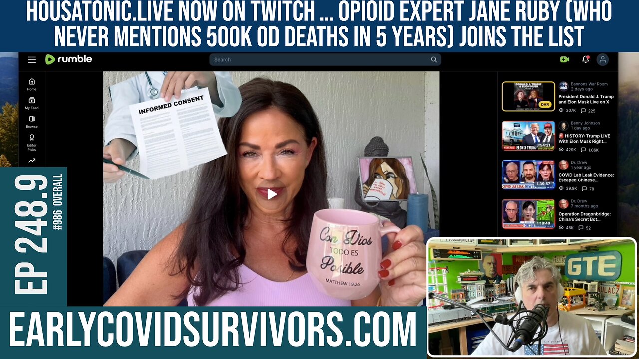 New addition to EarlyCOVIDSurvivors.com : Jane Ruby, opioid expert (First TWITCH livestream) 248.9