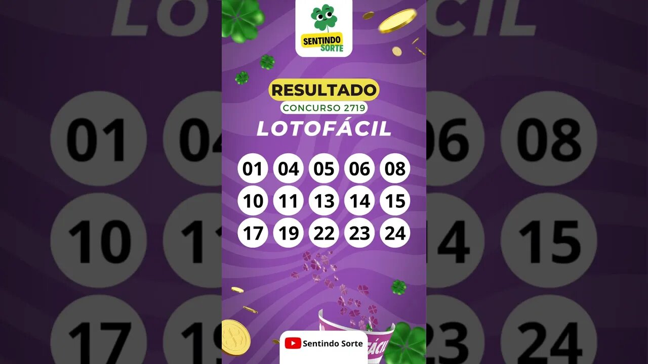 🍀 Resultado LOTOFACIL 2719 | Sentindo Sorte #shorts