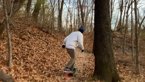 one wheel on trail