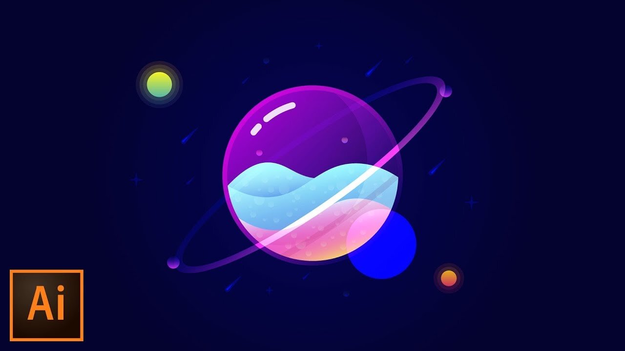 Glass Planet Vector Illustration – Adobe Illustrator Tutorial