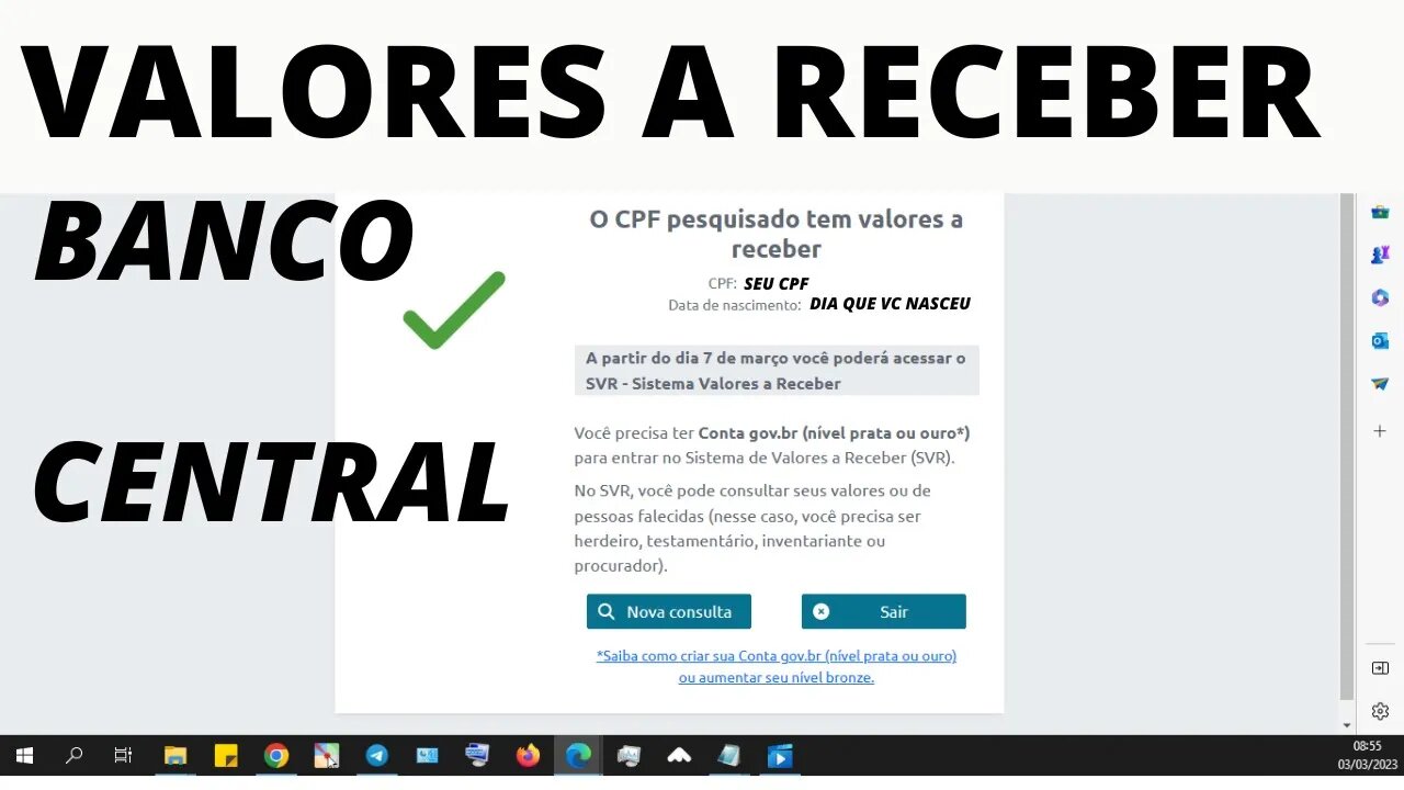 VALORES A RECEBER BANCO CENTRAL I Saiba se vc Tem Dinheiro a Receber