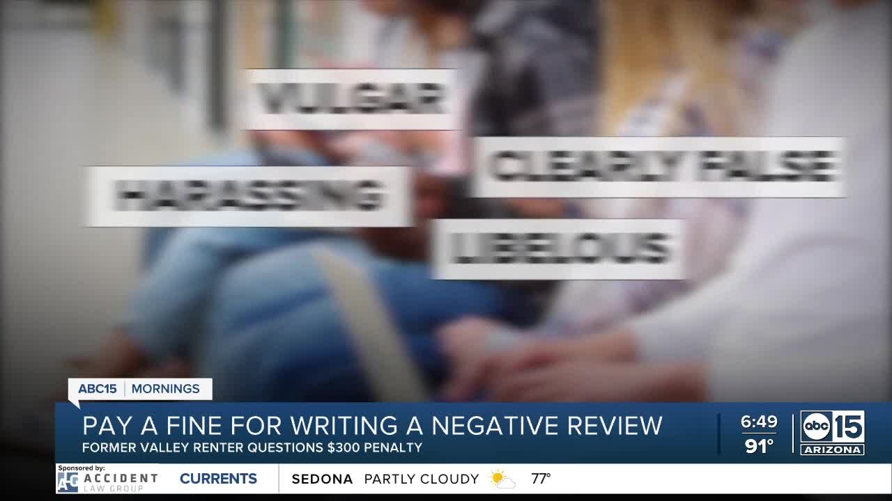 Pay a fine for writing a negative review? Former Valley renter questions $300 penalty