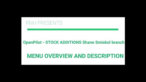 OpenPilot stock additions menu overview