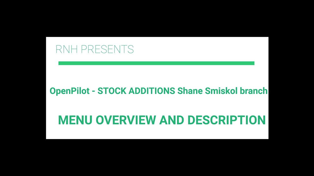 OpenPilot stock additions menu overview
