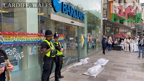 Silent March for Fathers of Gaza, Barclays The Hayes Street Cardiff