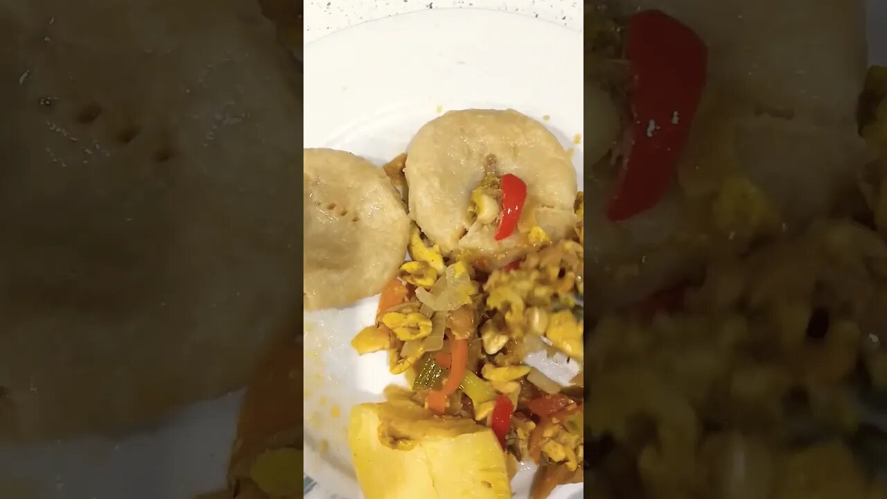 Delicious Ackee and Salt Fish With Boiled Cornmeal Dumplings Jamaican Style 😋#shorts