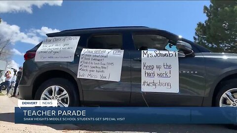 Teacher parade for Shaw Heights Middle School students