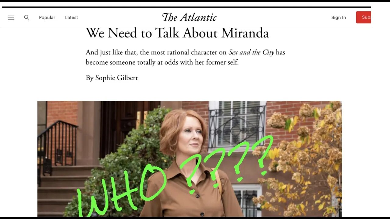 I Read to You from the Atlantic: And Just Like That, We Need To Talk About Miranda