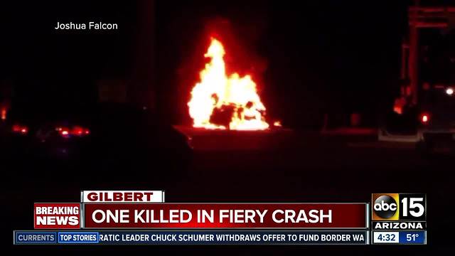 One killed in fiery Gilbert crash involving train