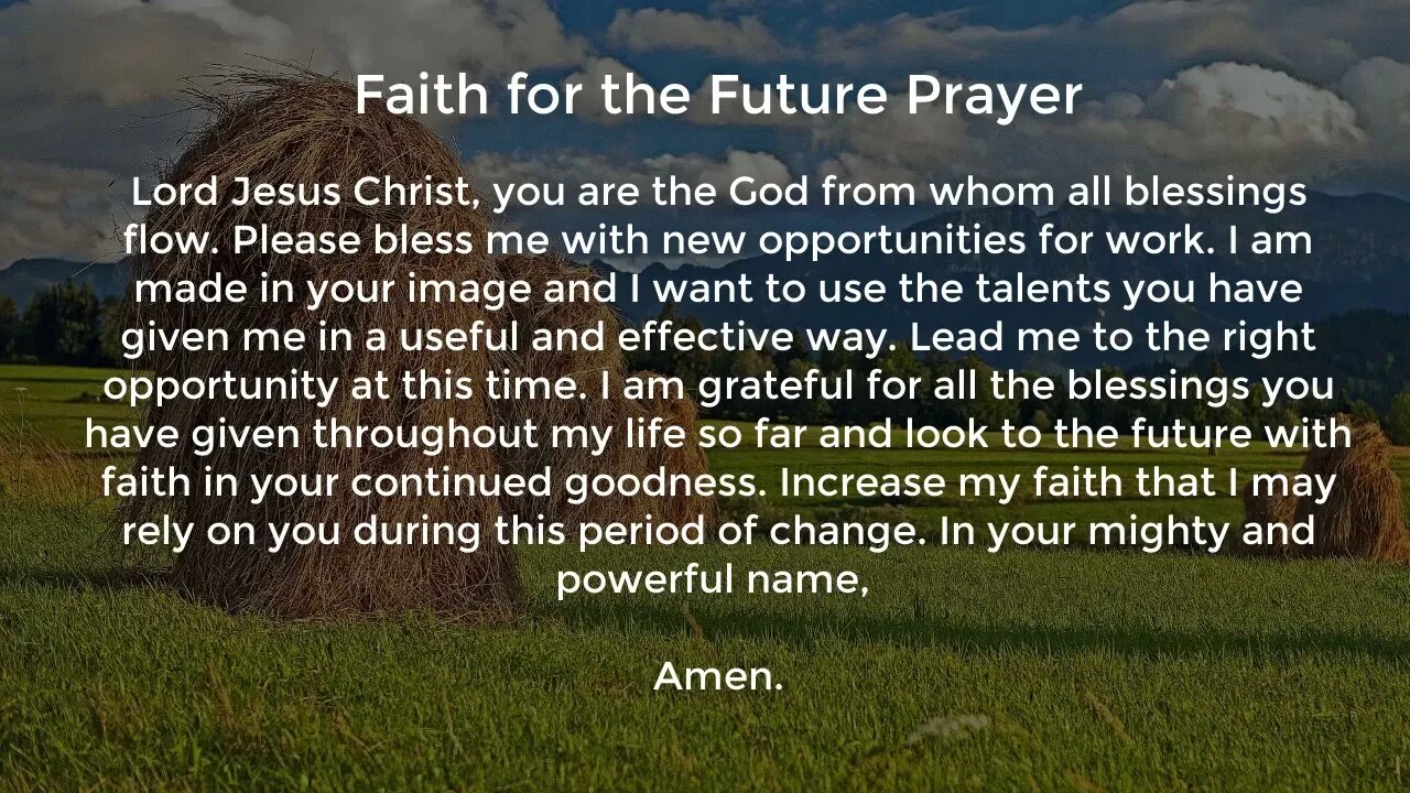 Faith for the Future Prayer (Prayer for Job Seekers)