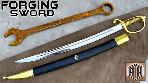 FORGING a Briquet Saber out of Rusted Iron WRENCH - Sword Making