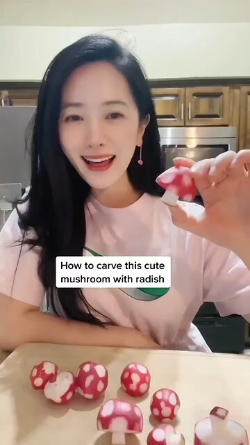 How to carve a mushroom using radish