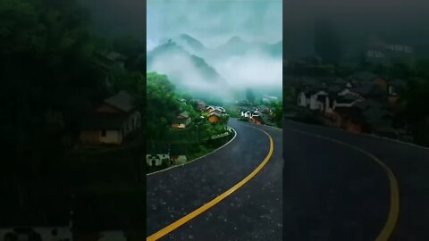 Beautiful Scene of rain in mountains