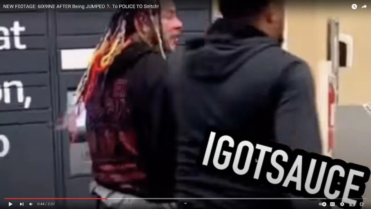 new footage of 6ix9ine after being jumped shows him running to snitch smh