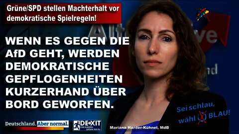 Die Grüne/SPD stellen Machterhalt vor demokratische Spielregeln! Mariana Harder-Kühnel, AfD