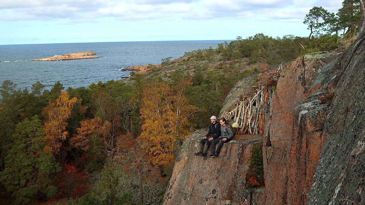 Camping on a HUGE CLIFF High Above the Sea! Building a New Primitive Shelter