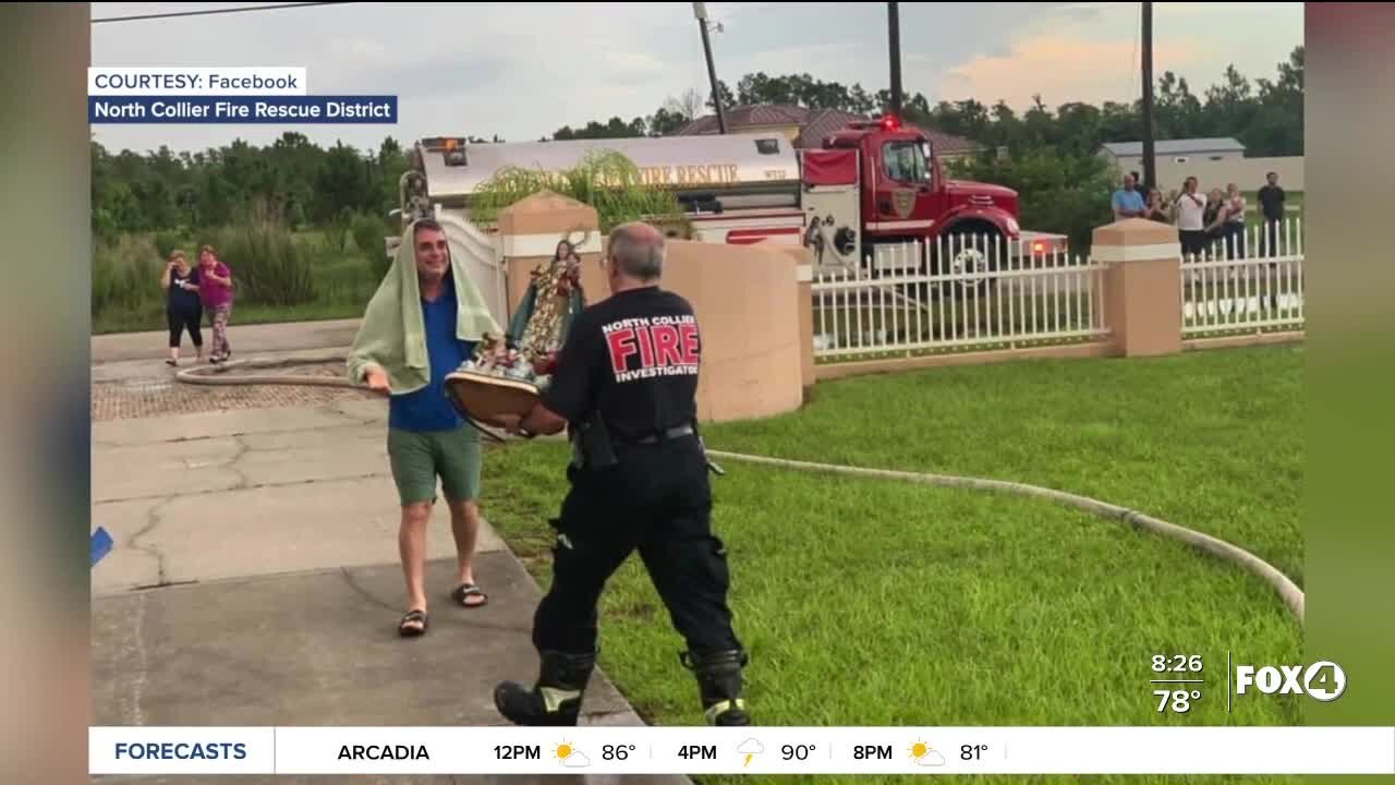 Firefighters save statue from house fire