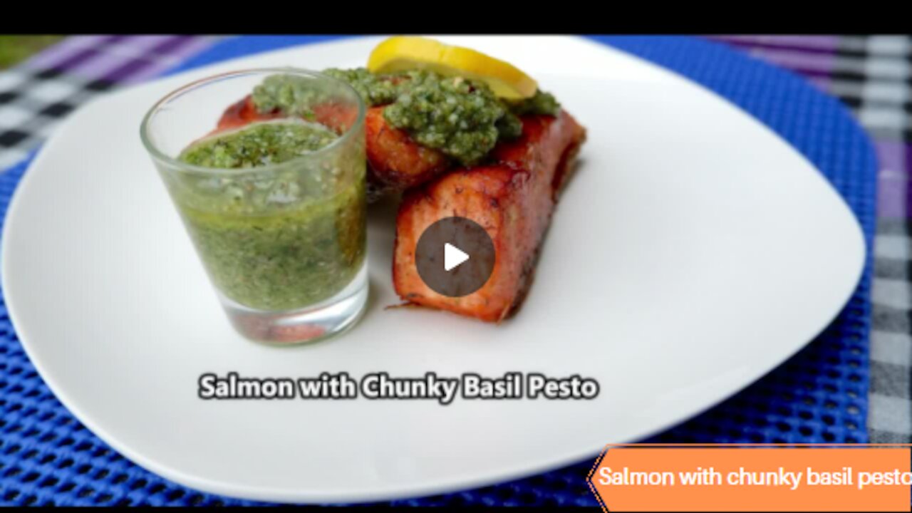 Keto salmon with chunky basil pesto recipe #Keto #Recipes