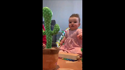 funny kids playing with toy cactus 🌵