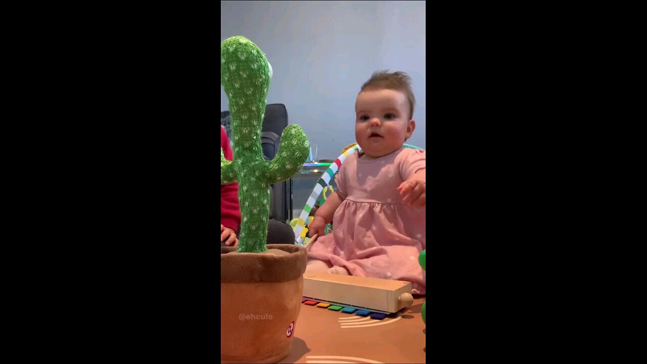 funny kids playing with toy cactus 🌵