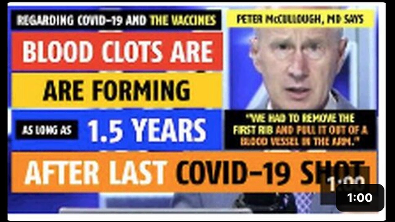 Blood clots are forming 1.5 years after the last shot of the COVID vaccine says Peter McCullough, MD