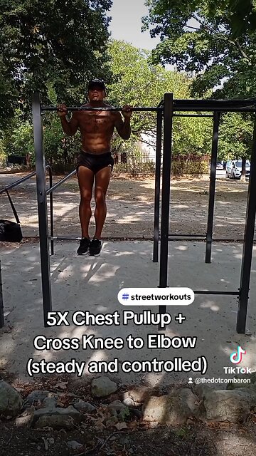 5X Chest Pullup + Cross Knee to Elbow (steady and controlled)