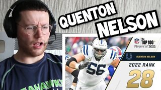 Rugby Player Reacts to QUENTON NELSON (Indianapolis Colts, G) #28 NFL Top 100 Players in 2022