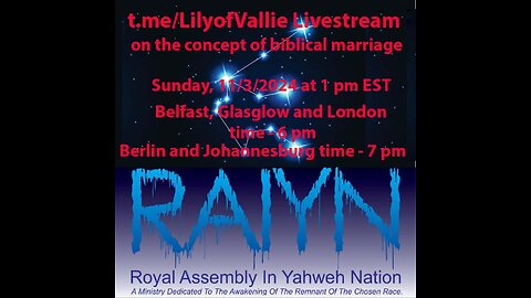 11.3.24 LilyofVallie Telegram New Moon Sabbath Study w/Bro. Rick Pt 1