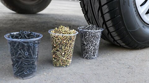 Squashing Crunchy and Soft Things! 2000 Nails and Screws VS Car Wheel