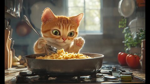 Cooking By Cute Cat