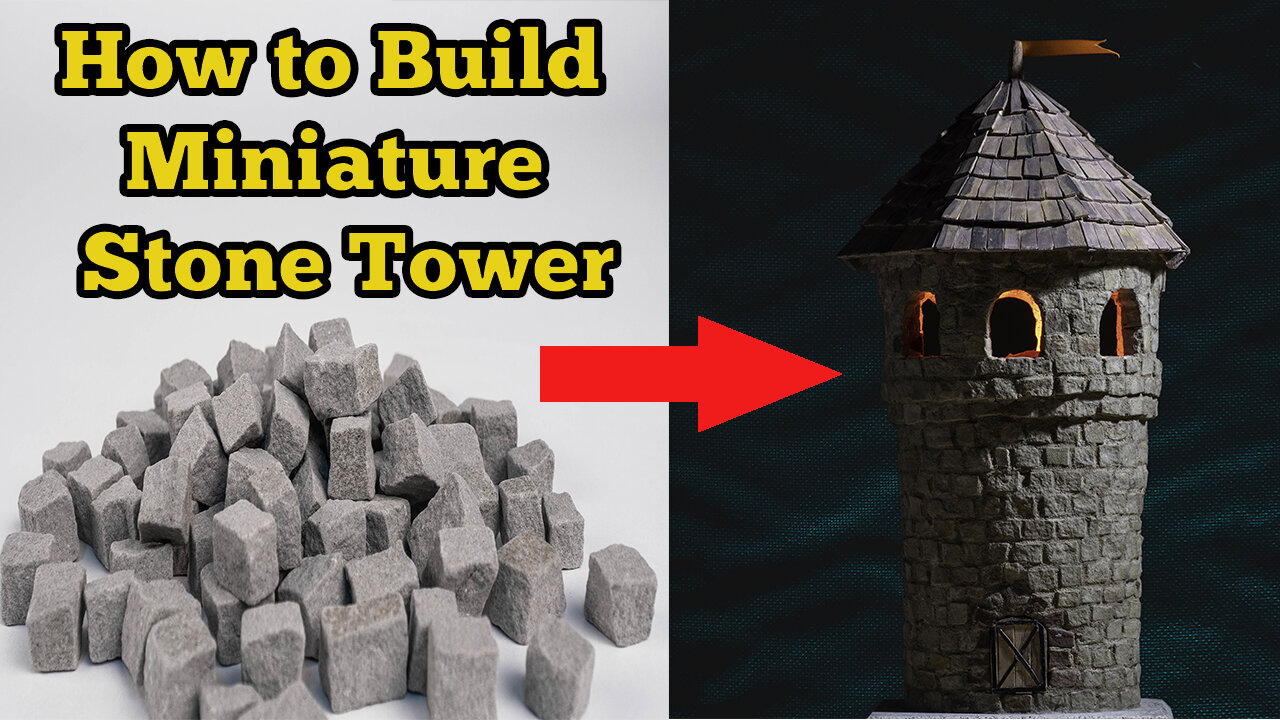 Building mininiature castle with rock and mortar.